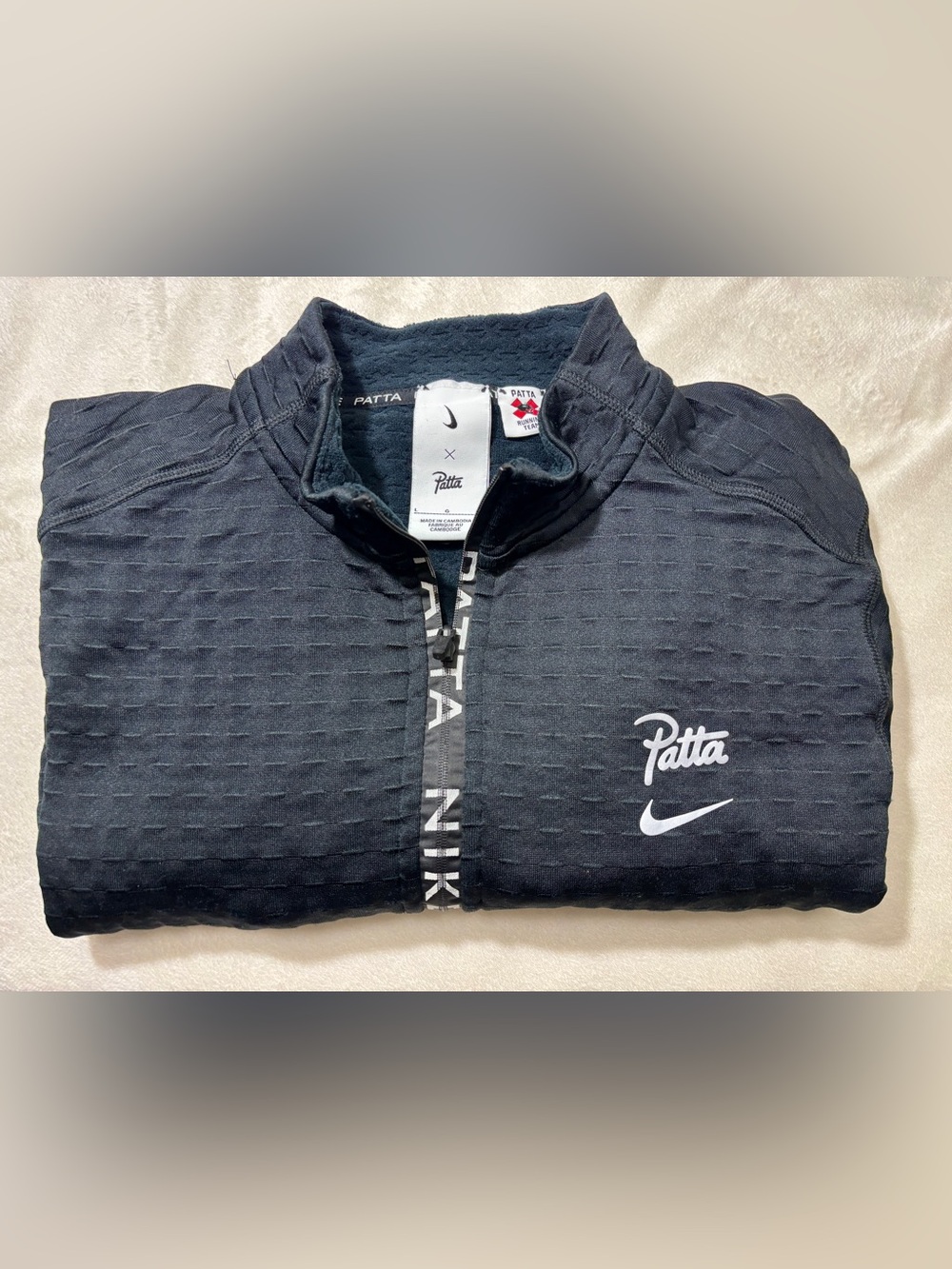 Nike x Patta Quarter Zip Pullover Running Team Black Size Large - Picture 4 of 4